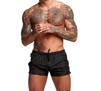 InfiniZer Men’s Swim Shorts Quick Dry Swimming Trunks with Triangle Mesh Lining Beach Swimwear with Pockets for Men (L, Black)