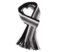 InfiniZer Men's Scarf - Thick & Soft Black Grey Striped Gradient Scarf with Tassels, Faux Cashmere Winter Scarf for Men, Fashionable & Versatile Gift (Black)