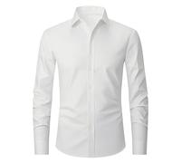 InfiniZer Mens Shirts Long Sleeve Wrinkle Free Button Down Shirt Regular Fit 4 Way Stretch Casual Dress Business Formal Shirts White