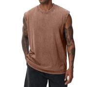InfiniZer Mens Vest Tops Summer, Retro Style Gym Vests for Men UK, Mens Tank Tops Sleeveless Workout Shirt for Athletic Training Coffee Brown