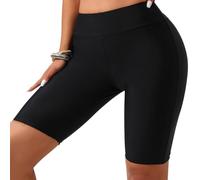 InfiniZer Women’s 5” Long Swim Shorts High Waisted Quick Dry Swimsuit Bottoms Tummy Control Beach Board Shorts with Liner for Women, Black Size (UK, Alpha, XS, Regular, Regular, Black)