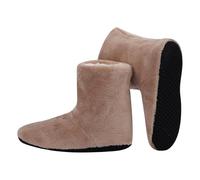 InfiniZer Women's Slipper Sock Coral Velvet Indoor Outdoor Super Soft Warm Cozy Fuzzy Lined Booties Slippers House Shoes (UK Size 6-7 / Camel)