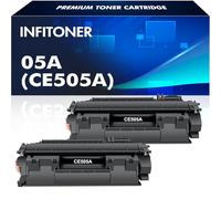 INFITONER 2 Pack 05A CE505A CE505AD 05X CE505X CE505D CE505XD Toner Cartridge Replacement for LaserJet P2035 P2055DN P2035N P2055 P2055D P2055X P2030 P2050 Black