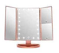 Infitrans 3 Folds Lighted Vanity Makeup Mirror,1X/2X/3X Magnification, 21 LED Light Bright Table Mirror with Touch Screen,180 Adjustable Rotation,Portable Travel Cosmetic Mirror