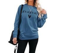 INFITTY Sweatshirts for Women Uk Warm Crew Neck Long Sleeve Tops Mama Shirts Casual Fall Sweaters Ladies Clothing Blue L