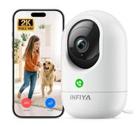 INFIYA 2K Indoor Camera, Baby Monitor Camera, Pet Camera with APP, CCTV Home Security, One-Touch Call, PIR Detection, Smart Tracking, Night Vision, 24/7 Recording, 2.4GHz WiFi, K7