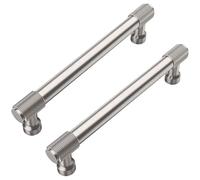 INFJMH 2 Pack Brushed Satin Nickel Cabinet Pulls Modern Knurled Drawer Handles for Cupboard Wardrobe Dresser Bedroom Nightsand Kitchen Hardware(128mm)