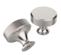 INFJMH 2 Pack Brushed Satin Nickel Cabinet Pulls Modern Knurled Drawer Handles for Cupboard Wardrobe Dresser Bedroom Nightsand Kitchen Hardware(29mm)
