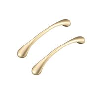 INFJMH 2 Pack Cabinet Handles with Screws, Bow Shaped Drawer Knobs Zinc Alloy Furniture Cupboard Pull Compatible Kitchen Bedroom(Gold,192mm)