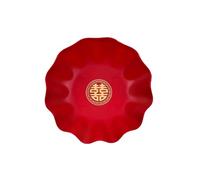 INFJMH Bowl 2 Pieces Chinese Wedding Fruit Bowl Plastic Round Snack Tray Flower Shape Fruit Basket Red Candy Dish for Dried Fruits Nuts Dessert Cookie Cake Frutero(27cm)