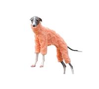 INFJMH Clothes Greyhound Jacquard Fleece Pajamas Dog Winter Warm Turtleneck Jumpsuit Four-Legged Long Sleeve Pullover Pet Clothes Onesie for Whippet boy girl(Orange,2XL)