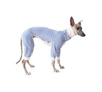 INFJMH Clothes Italian Greyhound Clothes Classic Striped Whippet Dog Pullover Shirt Turtleneck Four-Legged Lurcher Jumpsuit Soft Stretchy Pet Pajamas boy girl(Blu,M)