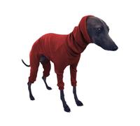INFJMH Clothes Whippet Pajamas Onesies Four-Leg Turtleneck Stretch Dog Jumpsuit Solid Color Autumn & Winter Greyhound Clothes for Lurchers boy girl(Rot,M)