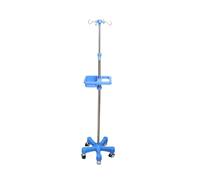 INFJMH Poste IV Pole w/wheels & Storage Tray Adjustable Height Stainless Steel Drip Stand Portable 5-Leg 4 Hooks IV Fluid Bag Stand for Hospital Clinic Home Care