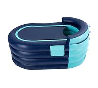 Inflatable Adult Bathtub with Wireless Electric air Pump Suitable for hot Water Bath ice Bath,with Storage Pocket,3 Nozzles,Air Pump,for Most People Within 5.9Ft and 220Lbs,Blue