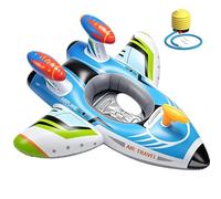 Inflatable Airplane Pool Floats, Pool inflatables with Squirt Gun and Handle, Swimming Pool Float Kids, Ride-on Pool Toys, Kid Inflatable Boat Gift for Boys Girls Summer Swimming Games