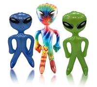 Inflatable Alien, 3 Pieces Alien Decorations for Halloween Party, Birthday Party, Space Theme Party, Includes One 90cm and Two 45cm PVC Aliens, Fun Photo Props and Gift for Kids and Teens