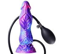 Inflatable Anal Plug Dildo with Suction Base, Body-Safe Silicone | Fantasy-inspired texture, adjustable inflation and quick-release magnetic connector for flexible handling.