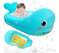 Inflatable Baby Bathtub, 32x20x10 Inch Cute Cartoon Whale Baby Bath Tub with Drainage Port, Soft Non-Slip Toddler Essentials for Girls, Boys..