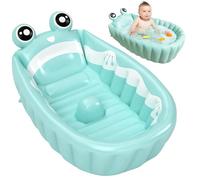 Inflatable Baby Bathtub, 32x22x12 Inch Cute Cartoon Frog Baby Bath Tub with Drainage Port, Soft Non-Slip Toddler Essentials for Girls, Boys, Bathtub, Toddler