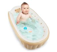 Inflatable Baby Bathtub Portable Toddler Bath Tub PVC Foldable Non-Slip Travel Baby Bath Support Mini Air Swimming Pool Collapsible Shower Pool Ergonomic for Boys, Girls and Newborn(Bear Head)