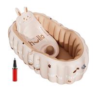 Inflatable Baby Bathtub, with Built in Air Pump, 31/24/6cm, Children Inflatable Swimming Pool Basin Seat Baths, Non-Slip Travel Baby Bath Tub, Comfortable Design, for 0-12 Months