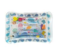 Inflatable Baby Ice Pad Prone Pat Water Cushion Marine Life Mat Thick PVC Material Airtight Design Sensory Stimulation Motor Skills Cognitive Development for Toddlers Kids Blue