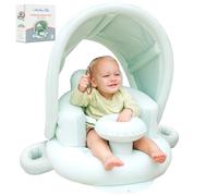 Inflatable Baby Seat for 3-36 Months w/Built-in Pump & Detachable Canopy, Sit Me Up Floor Seat for Baby w/Safety Straps, Inflatable Infant Chair, Blow Up Chair (Canopy + Cup Holders)