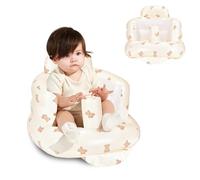 Inflatable Baby Seat for Babies 3 Months and Up, Infant Floor Seat with Built-in Air Pump for Learning to Sit and Camping Inflatable Infant Floor Seat. (Yellow, Love Bear)