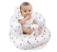 Inflatable Baby Seat for Babies 3 Months & Up, Baby Floor Seats for Sitting Up, Baby Seats for Infants, Blow Up Baby Chair with Built in Air Pump - Olive Flower