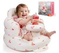 Inflatable Baby Seat for Infants 4-36 Months,Sit Me Up Floor Seat for Baby with Tray and Back Support,Learning to Sit,Includes Built-in Air Pump(Pink Bunny)