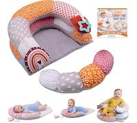Inflatable Baby Seat with Tray, Comfortable Sit Me Up Floor Seat for Kids Learning to Sit, Portable Built in Air Pump Blow Up Baby Chair, Sitting Support Infant Chair for 3 Months Up (Multicolor)