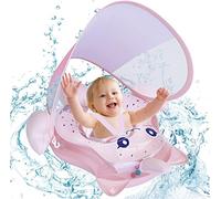 Inflatable Baby Swimming Float - SPF50+ Baby Pool Float with Canopy and Adjustable Back Straps, Baby Swimming Ring with Anti-Flip Tail for 6-24 Months(8-15KG)