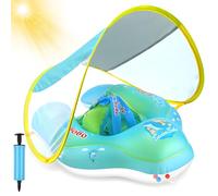Inflatable Baby Swimming Pool Float with Sun Canopy,Baby Swimming Ring Float for 6-36 Months Baby Kid Toddler
