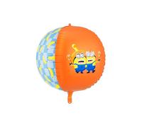 Inflatable Balloon with Minions, 75 cm, Round Mini Helium or Air Balloon, Children's Birthday Decoration, Reusable, with Tube
