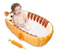 Inflatable Bath, Children's Bath, Non-Slip Baby Swimming Pool for Sit, Foldable Baby Shower Basin, Mini Inflatable Pool, Essential Travel Bath for Children (Orange)