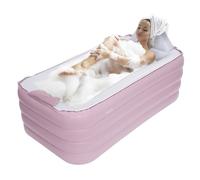Inflatable Bath Tub Adult, Free-Standing Blow Up Bathtub with Foldable Portable 4-Tier PVC Feature for Adult Spa with Electric Air Pump, Outdoor SPA Home Tub Pink, 160 × 94 × 64cm