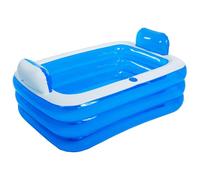 Inflatable Bath Tub, Thicken PVC Inflatable Bathtub with Water Cup Mouth Comfortable Foldable Blow up Tub with Wear-Resistant Bubble Bottom for Adults Children, Blue, Blow Up