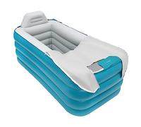 Inflatable Bathtub 160 * 94 * 64cm Thick Soaking Hot Ice Bath PVC Adult Foldable Bathtub with Electric Air Pump and Lid, Portable Standing Soaking Bath Tub for Adults Kids, Blue