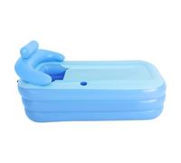 Inflatable Bathtub for Adults, Foldable Portable Spa Tub with Bubble Mat & Zippered Cover, Blue PVC Bath for Relaxation in Home, Garden, Travel, 160X84X64cm