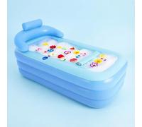 Inflatable Bathtub for Adults, Foldable Spa Bath Tub with Cushion | 160*84*64cm Portable Free-Standing Bathtub, PVC Blow Up Bath Tub with Cup Holder for Home & Outdoor, Blue