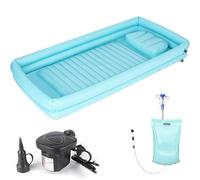 Inflatable Bathtub Shower System with Electric Pump, Portable Bedside Washing Basin for Adults