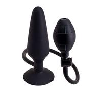 Inflatable black silicone anal plug dildo anal butt black with suction cup