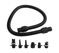 Inflatable boat and surfboard valve pump adapter kit including 6 nozzles and tube, designed for compatibility with many electric pumps (with tube)