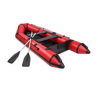 Inflatable Boat, Inflatable Kayak Boat for Adults, 2 Person 10ft PVC Inflatable Dinghy Raft with Paddles, Foot Pump, Heavy Duty Fishing Boat for Camping, Lakes, Boating, Supports up to 330kg (Red)