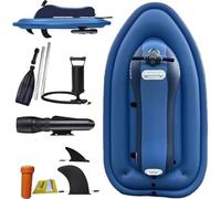 Inflatable Boat Kit with Electric Motor, Dual-Fin Safe Design, 7 km/h Max Speed, 130-Minute Runtime, 330 lb Capacity