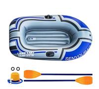 Inflatable Boat - Tear-Resistant Floating Raft for Lake | 2 Person Inflatable Raft Set with Oars & Foot Pump 140kg Capacity | PVC Fishing Kayak - Water Pond Playing