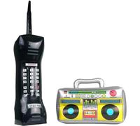 Inflatable Boom Box & Mobile Phone Blow up Retro 80s 90s Fancy Dress Party Accessories