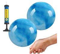 Inflatable Bouncy Ball Set 2 Pack 22cm Large Bouncy Balls with Hand Air Pump - Durable PVC Playground Ball for Kids Outdoor Sports, Fitness Exercise, Classroom Prizes, Birthday Party Favors