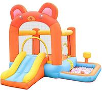 Inflatable Bouncy Castle,Indoor Outdoor Play With Slides Trampoline Multicolor 7-12 Years